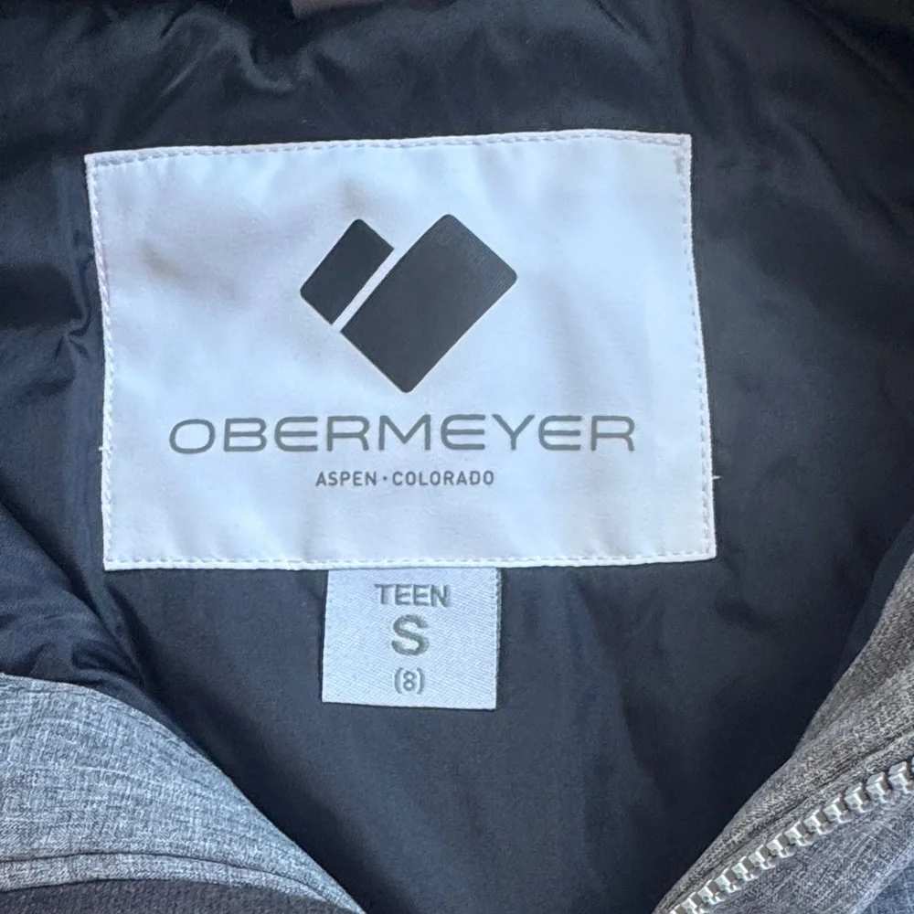 Obermeyer Gray and White Kids Ski Jacket - Picture 4 of 12